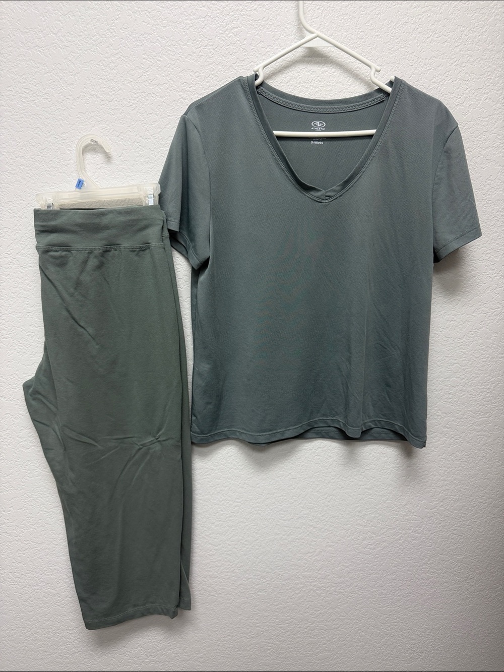 Athletic Works Two-Piece V-Neck Pajama Set - Slate Green